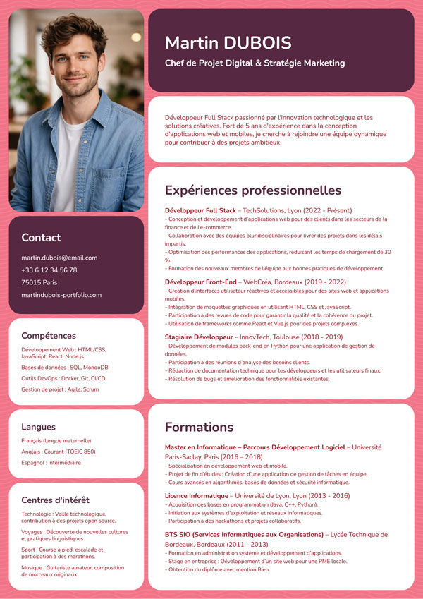 Modèle de CV facile à mettre en page