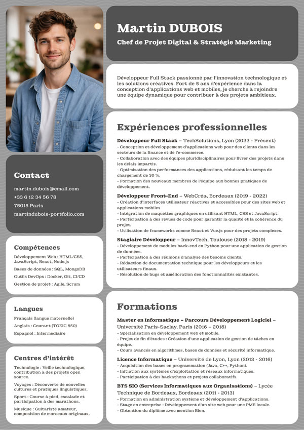Modèle de CV moderne et gratuit
