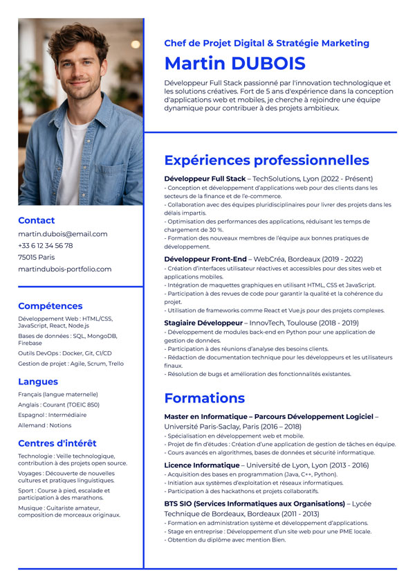 Modèle de CV facile à mettre en page