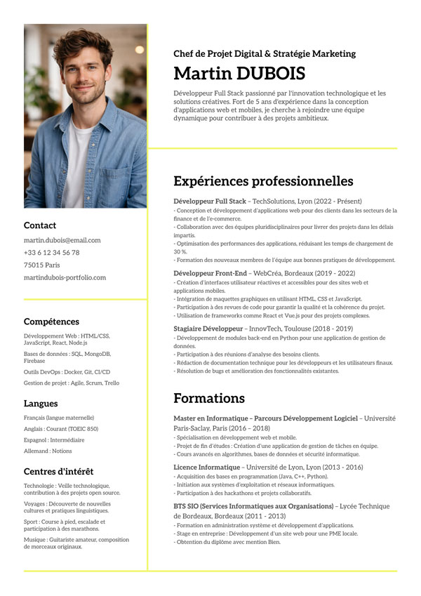 Modèle de CV moderne et gratuit