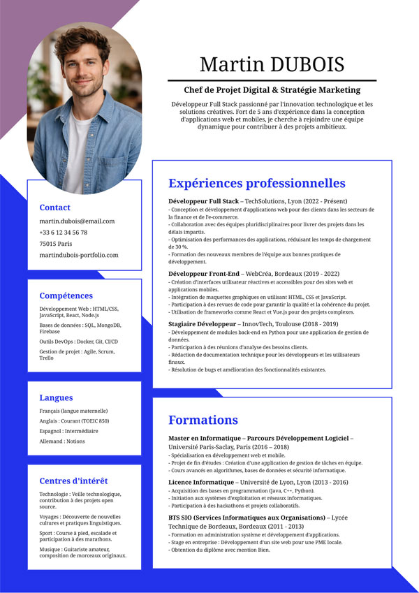 Modèle de CV facile à mettre en page