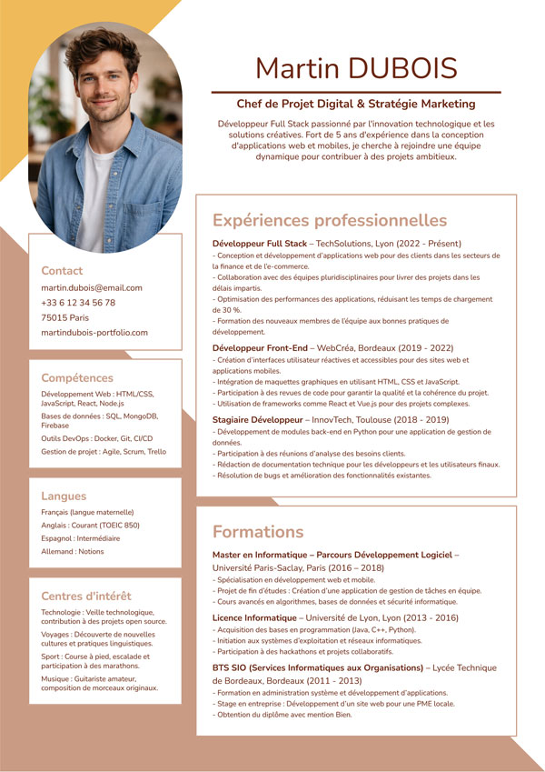 Modèle de CV moderne et gratuit