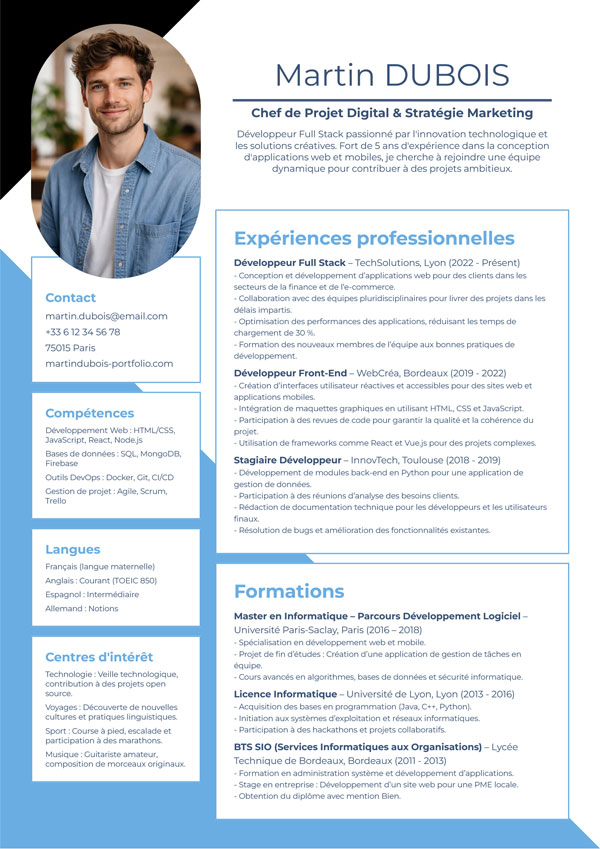 CV classique et professionnel pour tous secteurs – gratuit, sans inscription, Currivitae