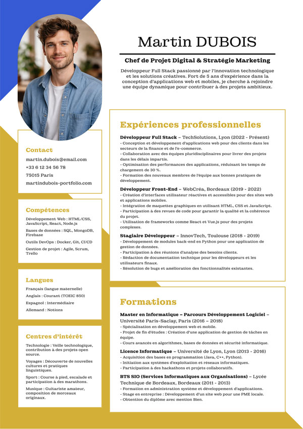Template de CV créatif avec espace portfolio – parfait pour designers et artistes, Currivitae