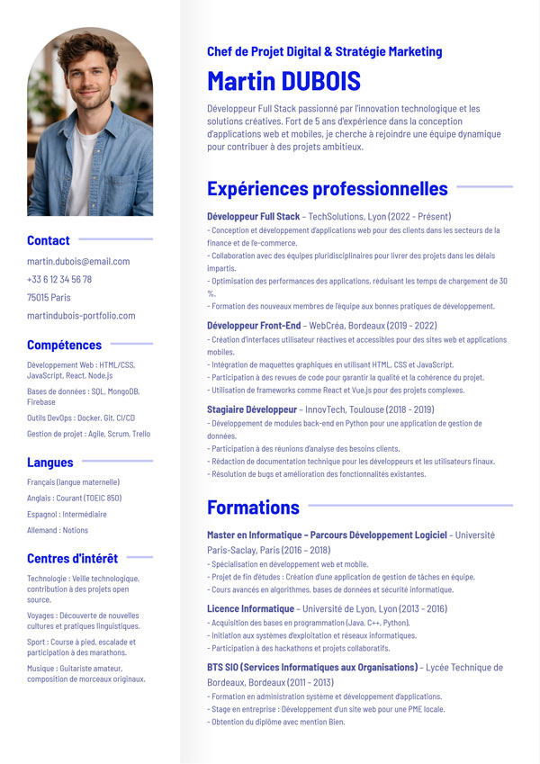 Modèle de CV facile à mettre en page