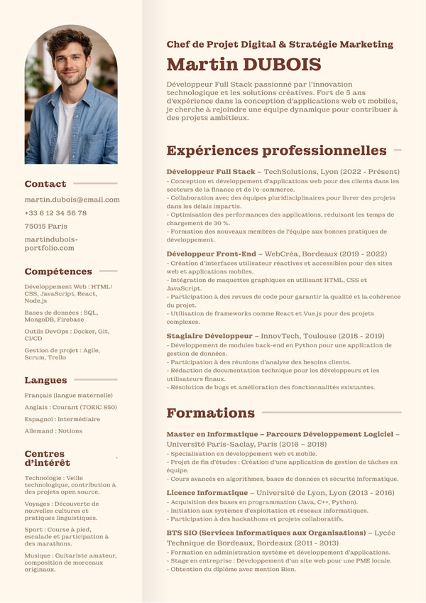 Modèle de CV moderne et gratuit
