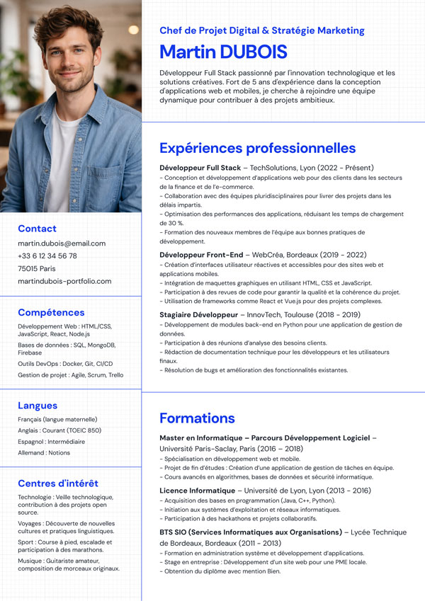 Modèle de CV facile à mettre en page