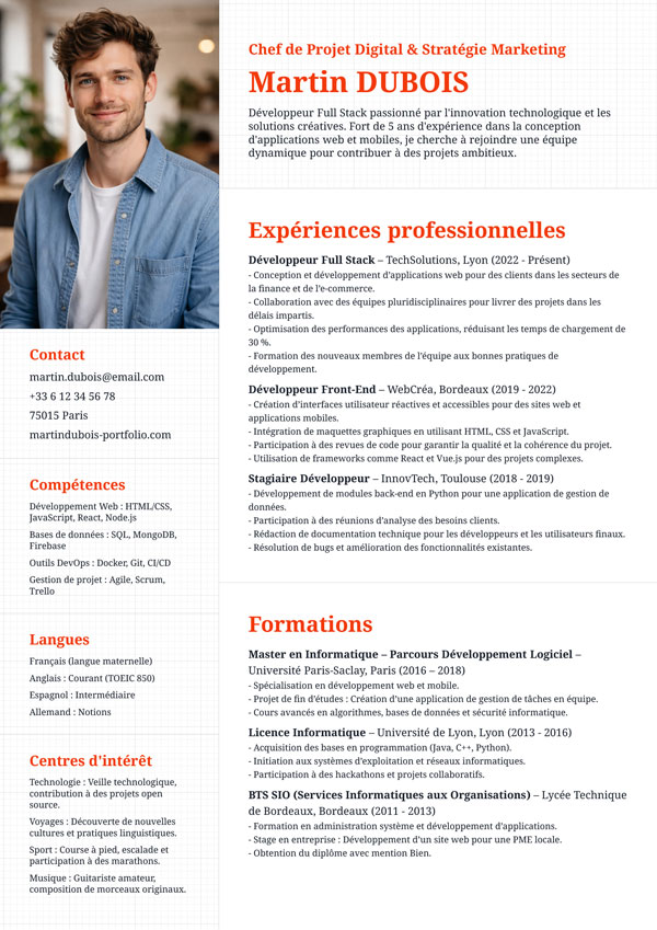 Modèle de CV moderne et gratuit